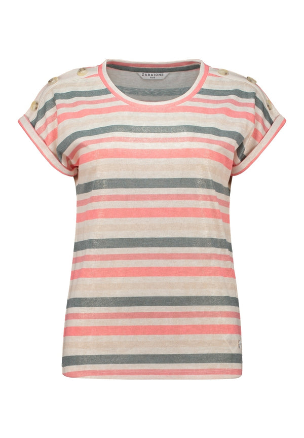 Zabaione Women’s Ga44lina Melon Stripe T-Shirt – Recycled Polyester Short Sleeve Tee – KY-201-0600