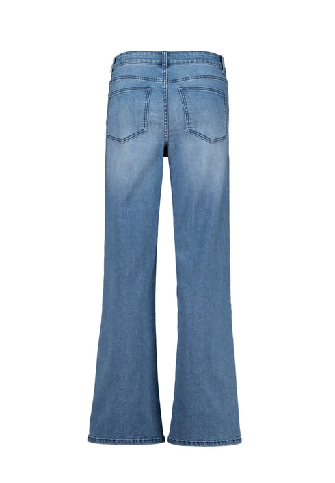 Hailys Women’s Ke44rli Light Blue Flared Jeans – Floral Pocket Detail High-Waist Denim – VF-2508179