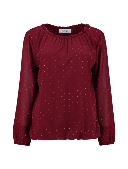 Hailys Embellished Diamante Spot Blouse – Raglan Sleeves, Round Neck Gl44ori Top CRE6106