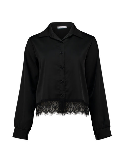 Hailys Brona Black Lace Waist Button-Up Top – JUS-25766