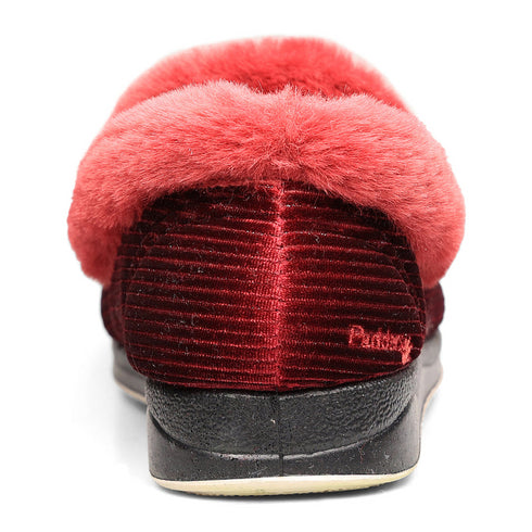 Padders Repose 406/5197 Winter Red Sparkle Slippers - Wide Fit Memory Foam Comfort