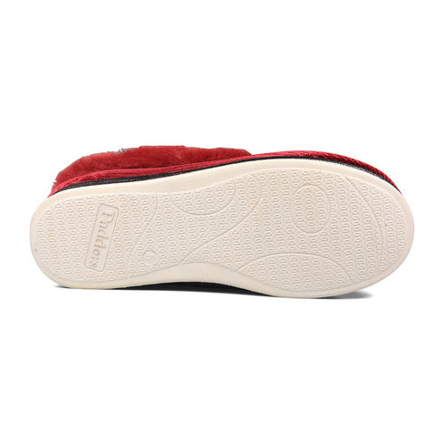 Padders Repose 406/5197 Winter Red Sparkle Slippers - Wide Fit Memory Foam Comfort