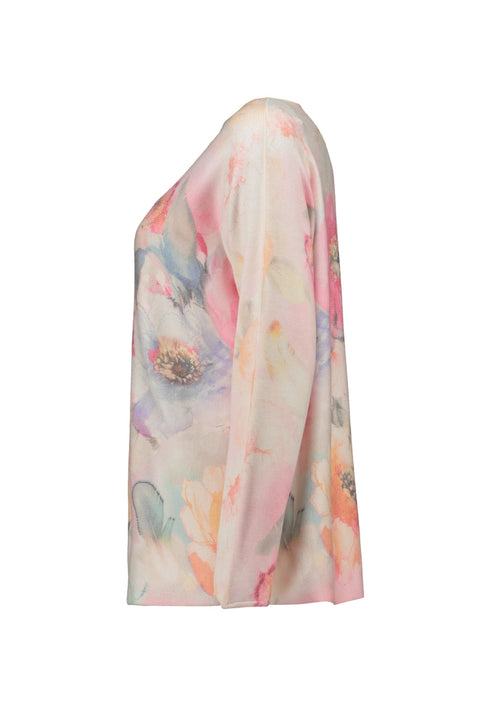 Zabaione Women’s Sa44tu Pastel Floral Sweater – Long Sleeve Round Neck Viscose Blend Knit – BK-148-2