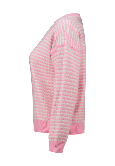 Hailys Women’s Me44rle Patterned Wide-Neck Jumper – Offwhite & Pink Candy Knit – AFM-93190