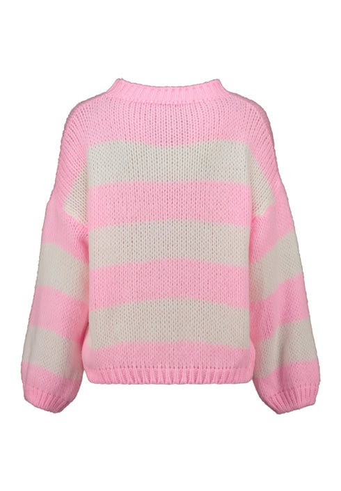 Hailys Ch44arlie High Neck Striped Jumper - Off White/Light Candy KST-65014
