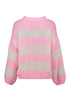 Hailys Ch44arlie High Neck Striped Jumper - Off White/Light Candy KST-65014