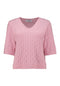 Hailys Ze44na Cable Knit V-Neck 3/4 Sleeve Top - Rose KST-9574