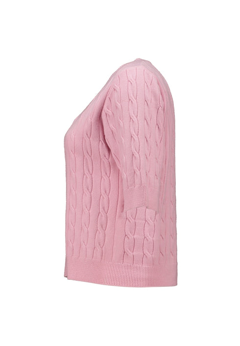 Hailys Ze44na Cable Knit V-Neck 3/4 Sleeve Top - Rose KST-9574