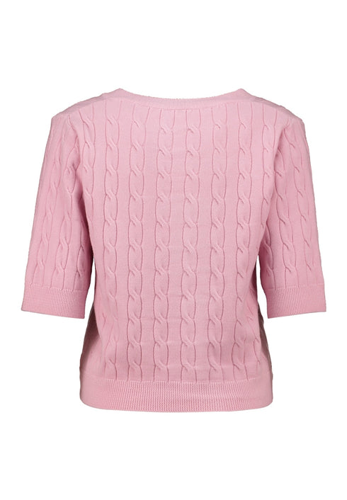 Hailys Ze44na Cable Knit V-Neck 3/4 Sleeve Top - Rose KST-9574