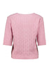 Hailys Ze44na Cable Knit V-Neck 3/4 Sleeve Top - Rose KST-9574