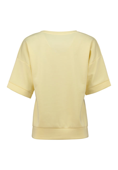 Hailys Si44nead Short Sleeve Top Butter Yellow Round Neck KES-23135