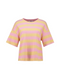 Hailys Ge44orgia Short Sleeve Top Butter Yellow Large Stripe Cotton Blend LF-30945