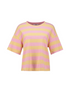 Hailys Ge44orgia Short Sleeve Top Butter Yellow Large Stripe Cotton Blend LF-30945
