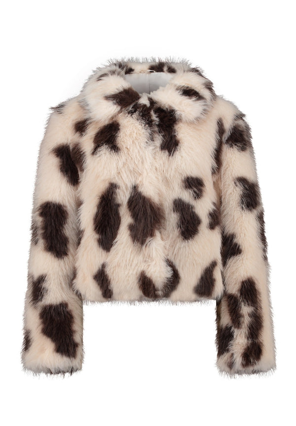 Zabaione Ly44ndall Printed Faux Fur Jacket WI-401-0249 - Cream
