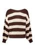 Zabaione Vi44oleta Striped Chunky Knit Pullover BK-148-152-1 - Coffee
