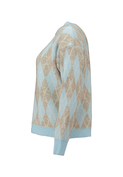 Zabaione Ro44se Argyle Pattern Knit Jumper BK-148-33LB - Light Blue
