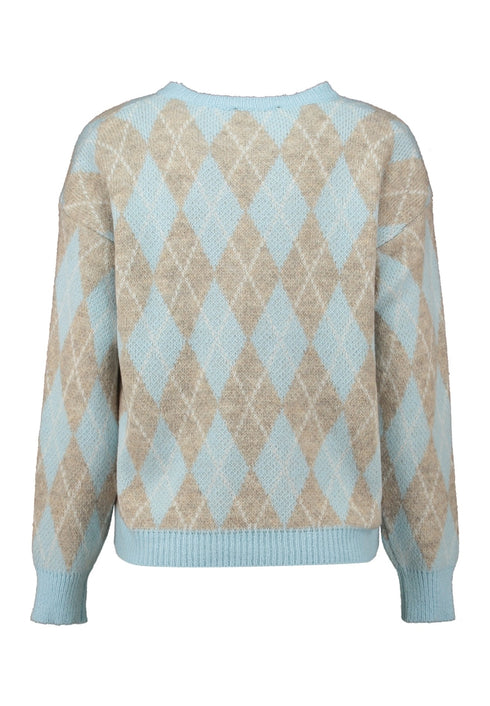 Zabaione Ro44se Argyle Pattern Knit Jumper BK-148-33LB - Light Blue