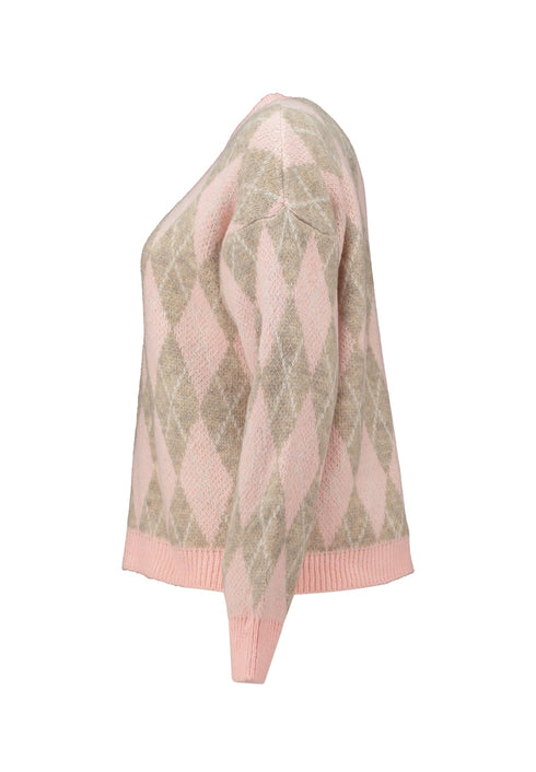 Zabaione Ro44se Argyle Pattern Knit Jumper BK-148-334 CR - Candy Rose