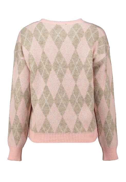 Zabaione Ro44se Argyle Pattern Knit Jumper BK-148-334 CR - Candy Rose