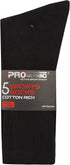 Pro-Tonic 5-Pack Mens Sports Socks 40B182 Cotton Rich Cushioned Crew Socks
