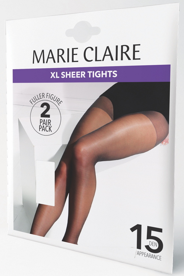 Marie Claire Barely Black 2 Pack 15 Denier Fuller Figure XL Sheer Tights 82C1200