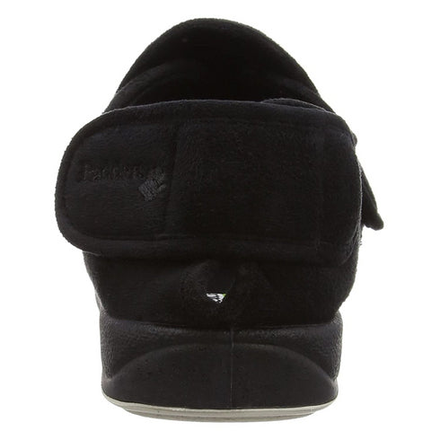 Padders Wrap 429 Men's Black Wide-Fit Slippers - Easy-Access Velcro Closure with Memory Foam Comfort