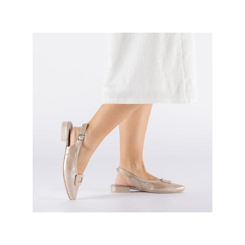 Rieker 43150-60 Women's Beige Buckle Detail Comfort Slingback Pumps