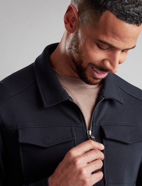 Vedoneire Navy Men's Interlock Utility Jacket — Regular Fit | 4328