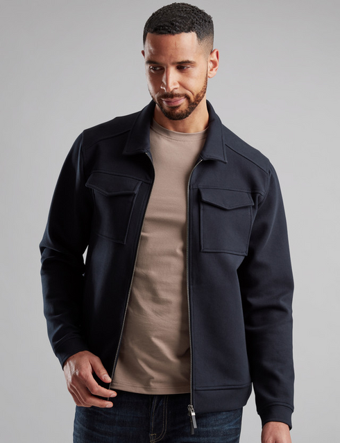 Vedoneire Navy Men's Interlock Utility Jacket — Regular Fit | 4328
