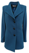 Christina Felix Classic Tailored Wool Cashmere Blend Long Coat Teal 442-4524-15