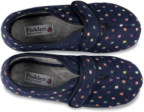 Padders Camilla 447 Women's Velcro Slippers - Wide Fit with Memory Foam Comfort