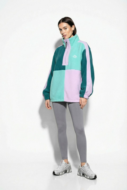 USCO Women's Horizon Limited Edition 1/4 Zip Fleece Arctic Pastel Teal & Purple US45520