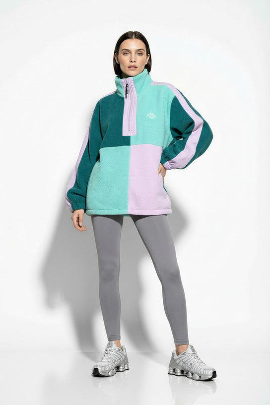 USCO Women's Horizon Limited Edition 1/4 Zip Fleece Arctic Pastel Teal & Purple US45520