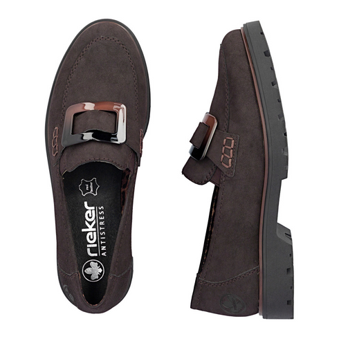Rieker Buckle Loafers 45553-25 - Dark Brown