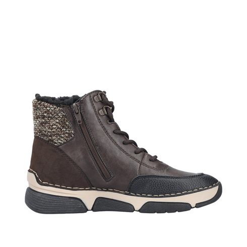 Rieker Laced Warm Lined Ankle Boot 45956-25 - Brown Combi