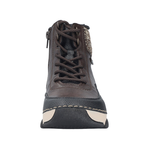Rieker Laced Warm Lined Ankle Boot 45956-25 - Brown Combi