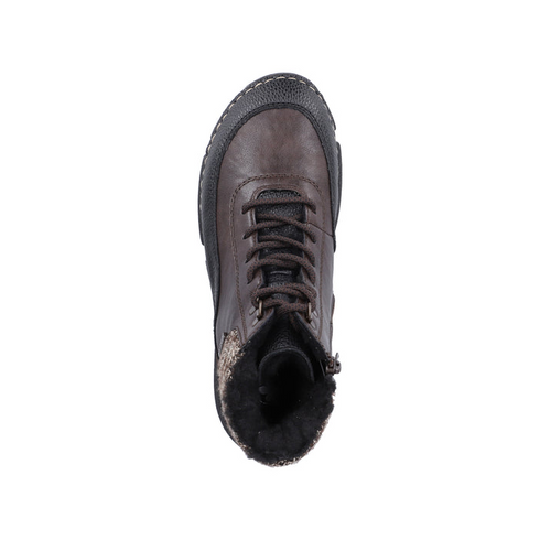 Rieker Laced Warm Lined Ankle Boot 45956-25 - Brown Combi