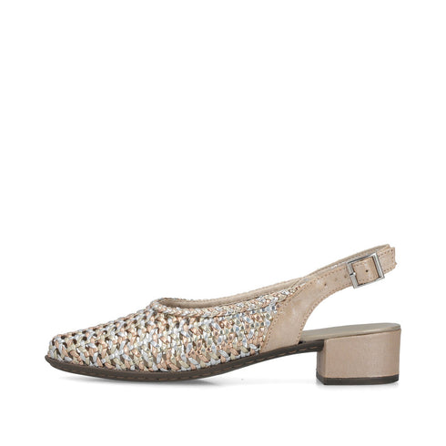 Rieker Womens 47078-90 Gold Metallic Intertwined Slingback Pump