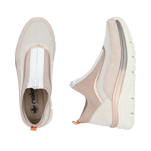 Rieker 48053-31 Womens Wedge Zip Trainer in Rose/Multi