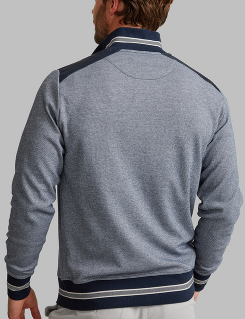 Vedoneire Men's Two-Tone Half Zip Cotton Sweatshirt Navy 4807