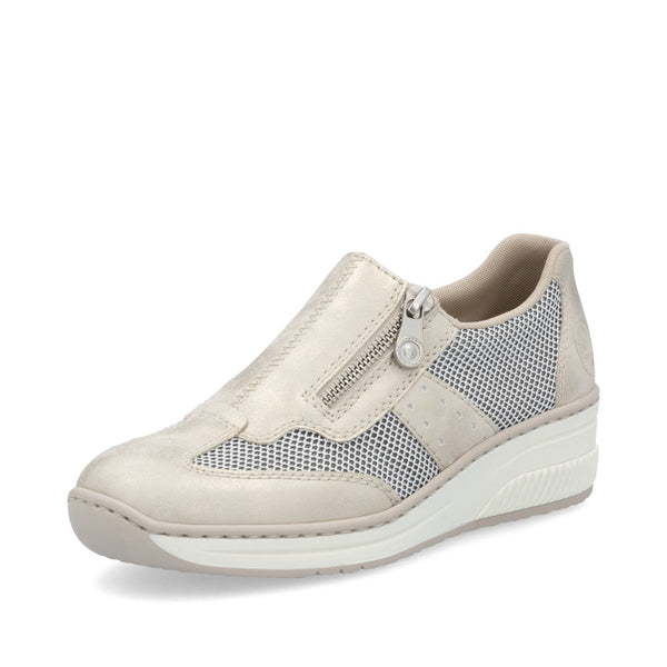 Rieker Women's Zip-Front Moccasins Beige/Gold 48760-60