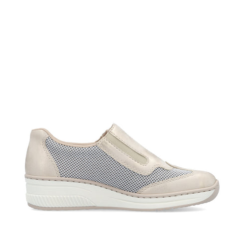 Rieker Women's Zip-Front Moccasins Beige/Gold 48760-60