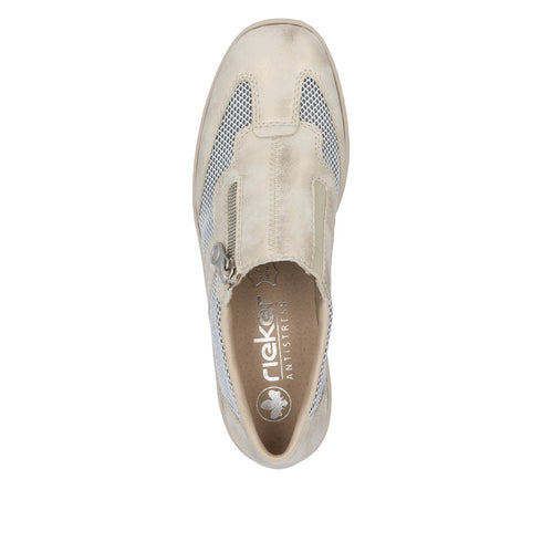 Rieker Women's Zip-Front Moccasins Beige/Gold 48760-60