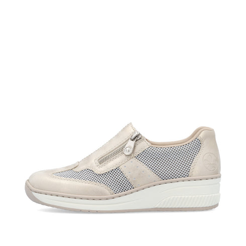 Rieker Women's Zip-Front Moccasins Beige/Gold 48760-60
