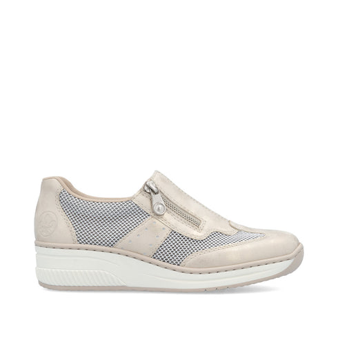 Rieker Women's Zip-Front Moccasins Beige/Gold 48760-60