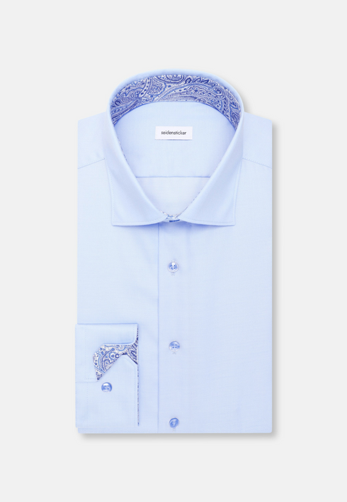 Seidensticker Mens Slim Fit Non-Iron Cotton Shirt 11 Light Blue Kent 01.849988