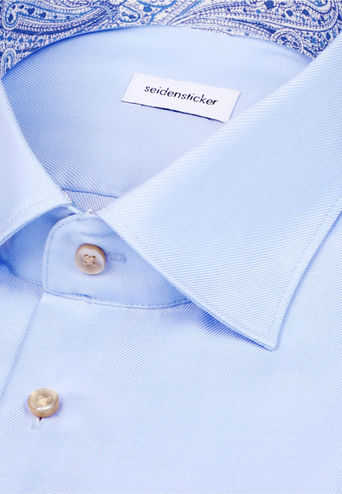 Seidensticker Mens Slim Fit Non-Iron Cotton Shirt 11 Light Blue Kent 01.849988
