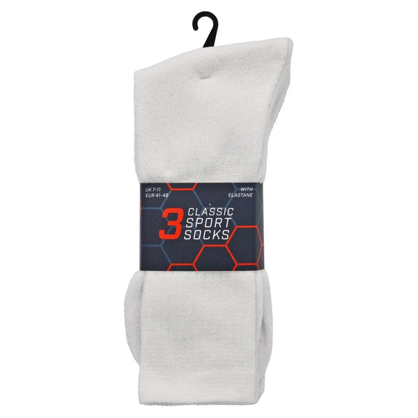 Men’s Classic Sports Socks 3 Pair Pack - White