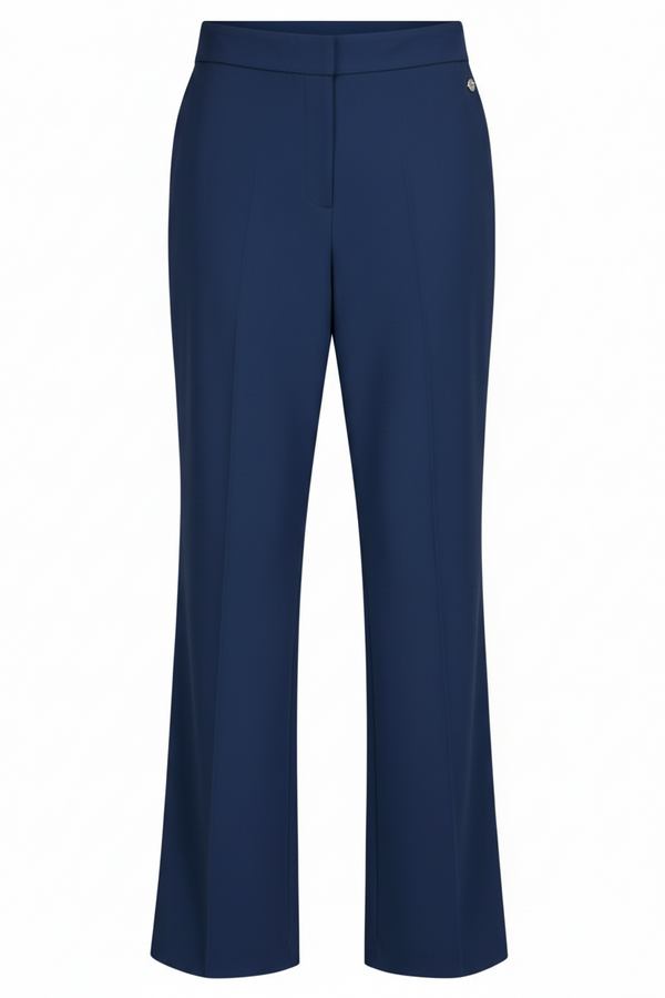Robell Navy Paula Wide Leg Relaxed Fit 80cm Trousers - 51534-5405-0