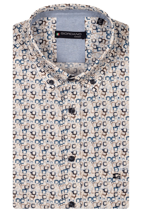 Giordano Short Sleeve League Abstracht Print Button Down Shirt 516024